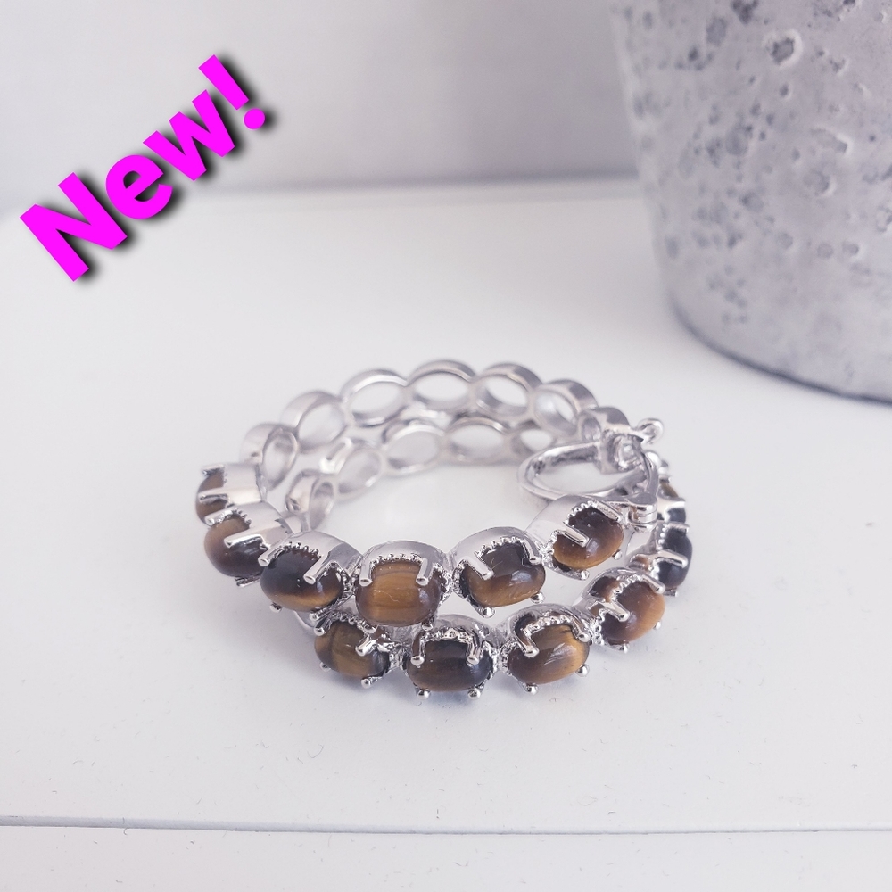 🩵NEW!🩵 South African Tigers Eye Hoop Earrings🤍